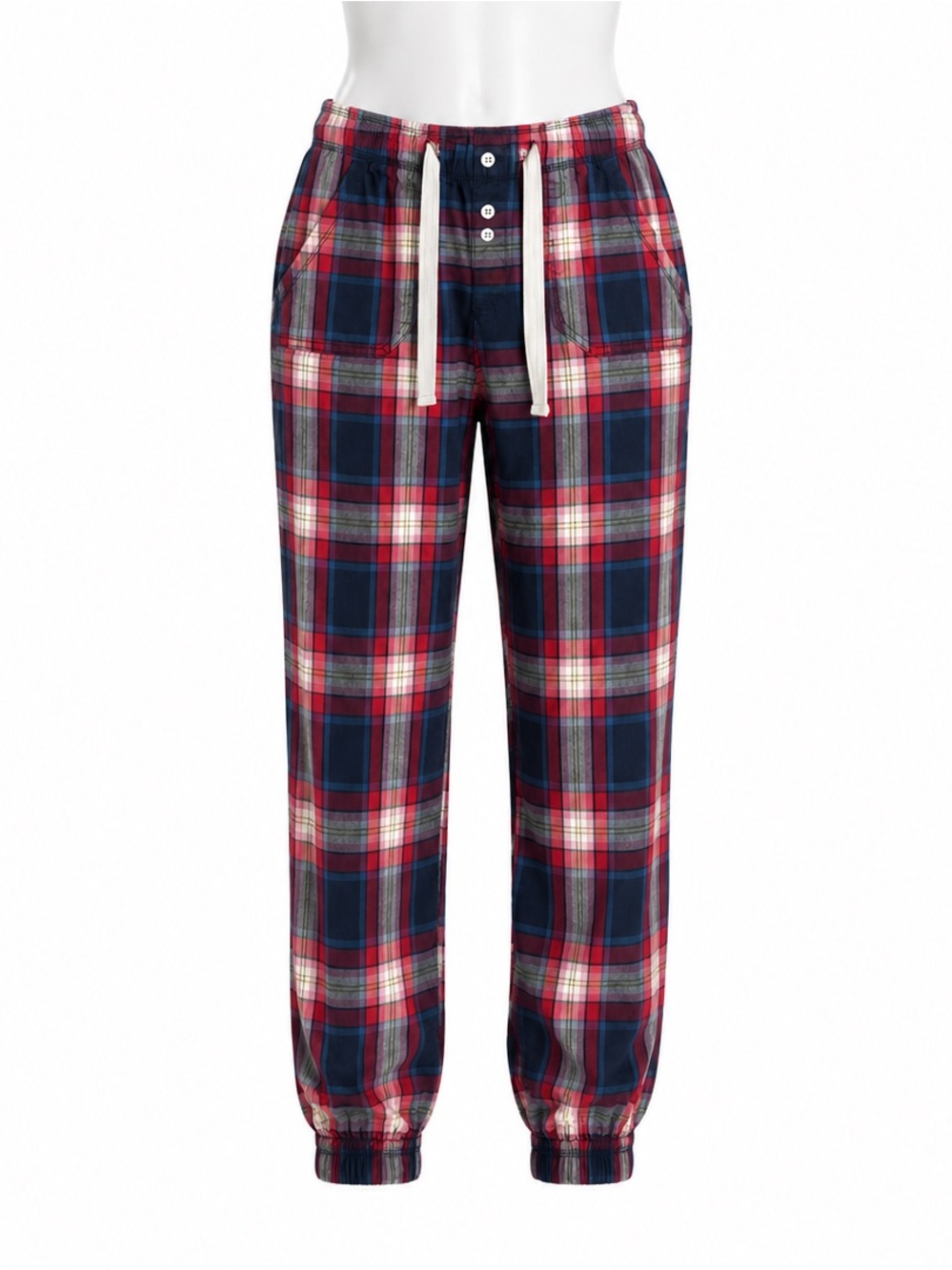 Size XS Campus Crew Women’s Plaid Jogger Lounge Pajama Pants Red Blue‎